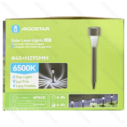 LED Saulės aplinkos vejos šviestuvas Plastikinis įstrižas sriegis 6500K