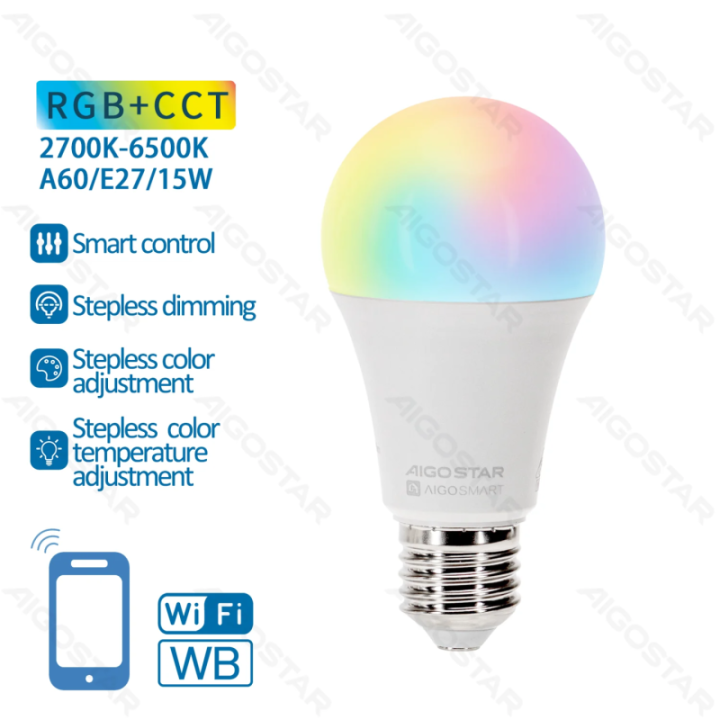 WIFI WB Smart Bulb A60 E27 15W RGB+CCT