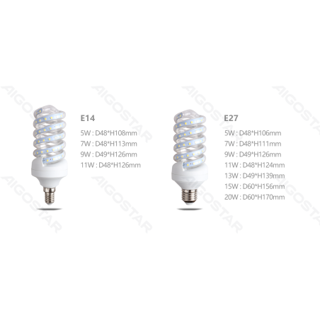 LED Spiralinis E14 9W