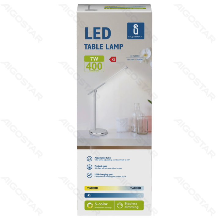 LED Sulankstomas stalinis šviestuvas Baltas 8W 3000-6000K