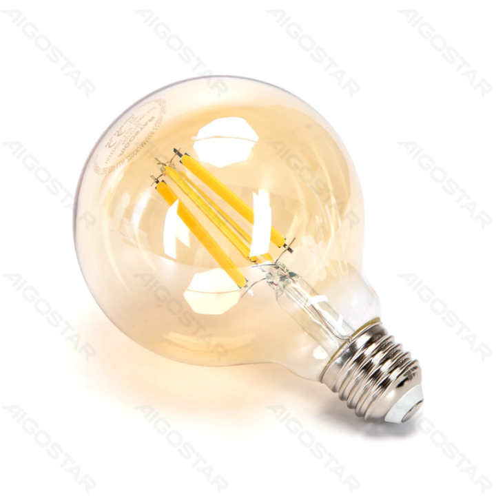 LED kaitrinė lemputė (gintarinė) G95 E27 12W