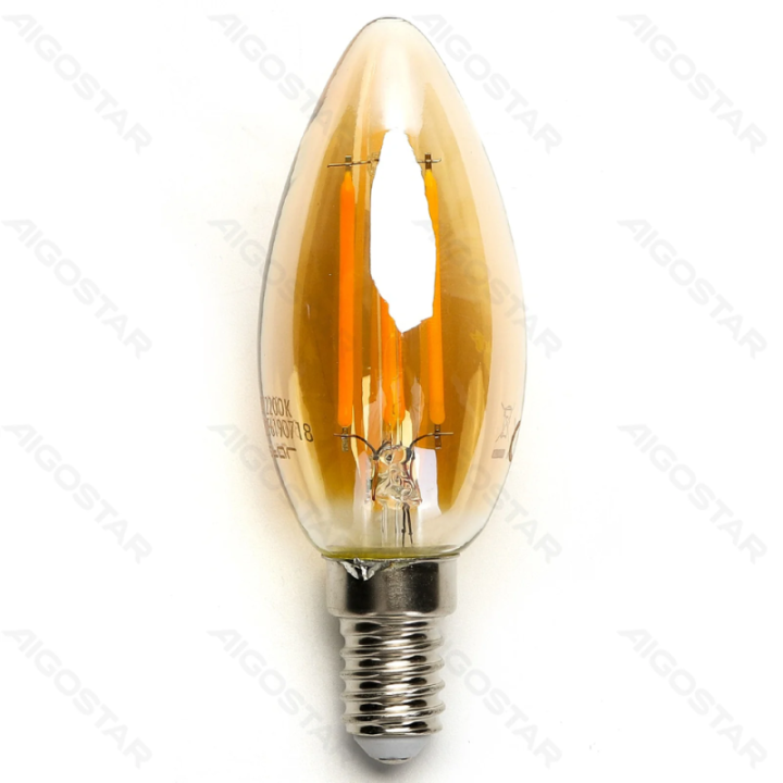 LED kaitrinė lemputė (gintarinė) C35 E14 4W