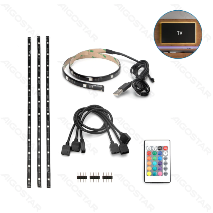 LED žemos įtampos juostinė šviesa televizoriui 4*0.5m RGB