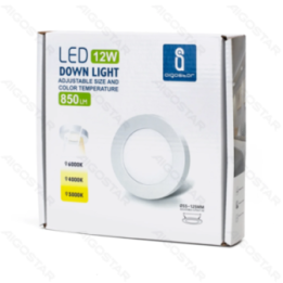 E6 LED apvalus įleidžiamas šviestuvas 12W, reguliuojamas dydis ir spalvinė temperatūra