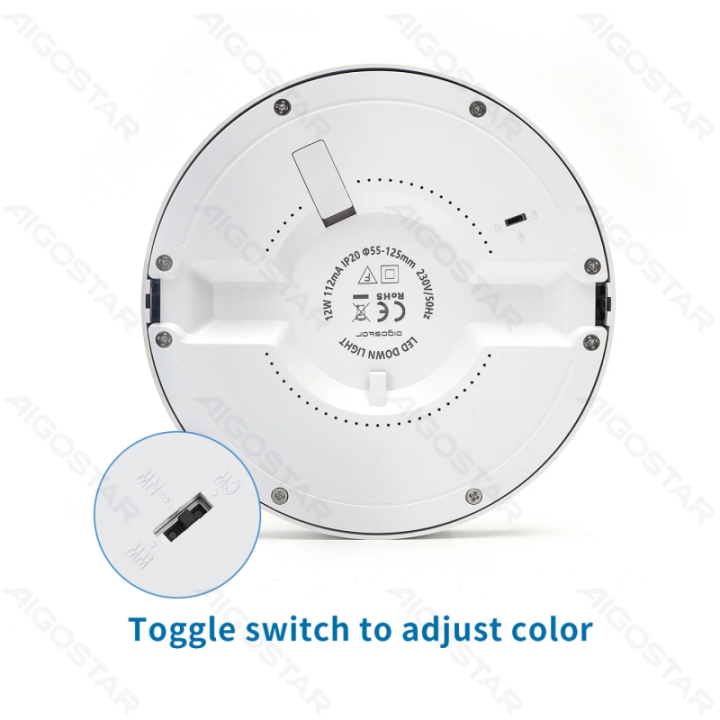 E6 LED apvalus įleidžiamas šviestuvas 12W, reguliuojamas dydis ir spalvinė temperatūra