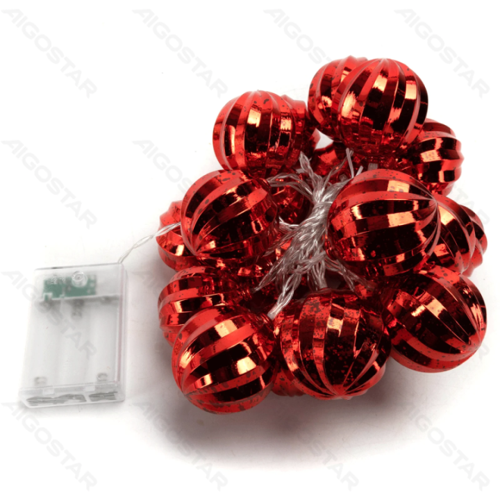 3AA Battery String Lights Christmas Balls Red Warm White 2m IP44, Indoor&Outdoor