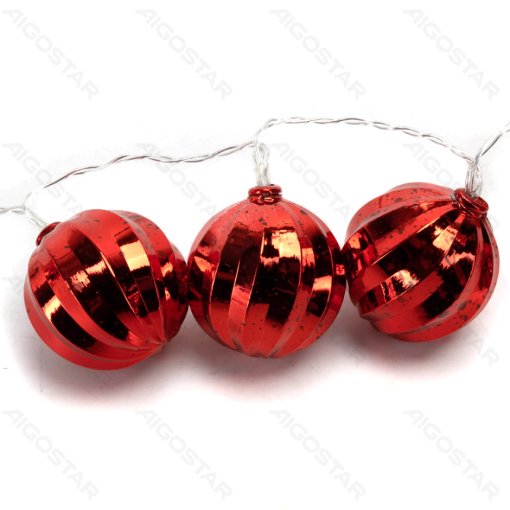 3AA Battery String Lights Christmas Balls Red Warm White 2m IP44, Indoor&Outdoor