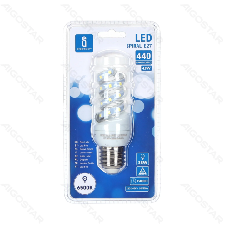 LED Spiralinis E27 4.9W