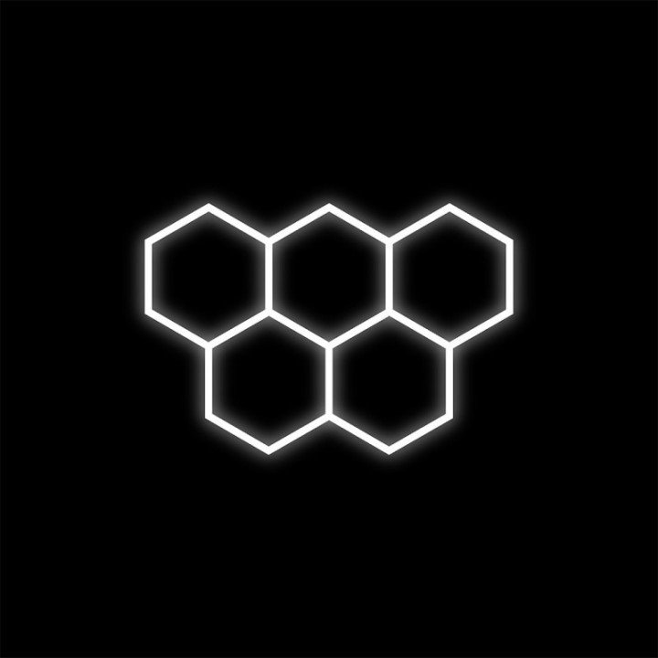 Baltas HEXAGON lempų rinkinys 5 LED 6500K