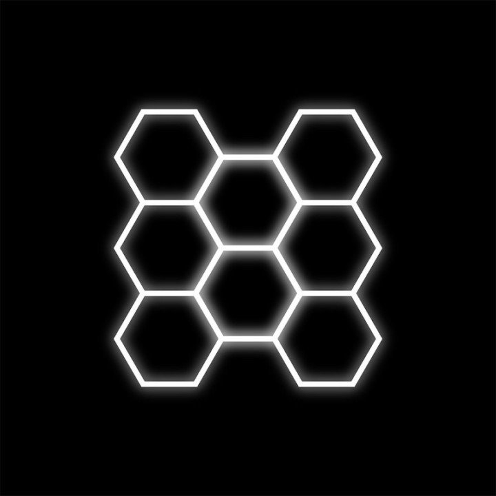 Baltas HEXAGON lempų rinkinys 8 LED 6500K