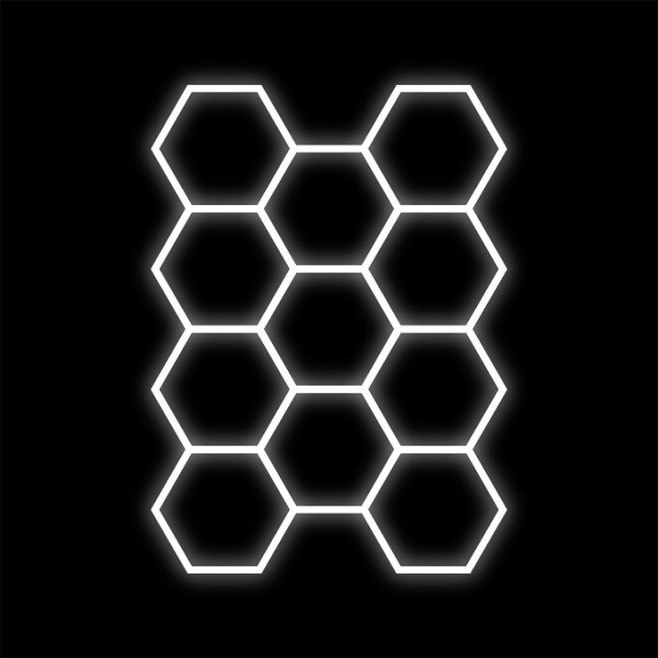 Baltas HEXAGON lempų rinkinys 11 LED 6500K