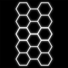 Black Set HEXAGON Lamp 14 LED 6500K