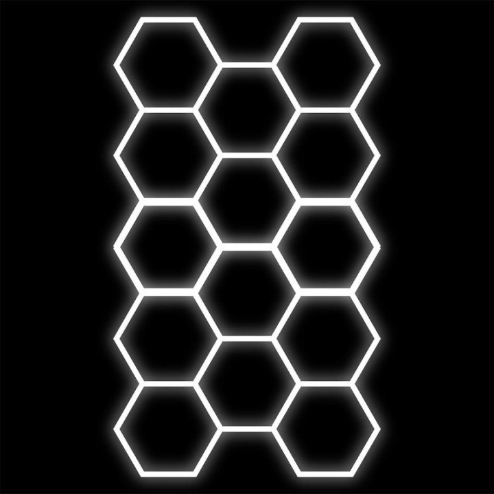 Juodas rinkinys HEXAGON lempa 14 LED 6500K