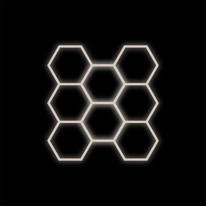 Juodas rinkinys HEXAGON lempa 8 LED 4000K
