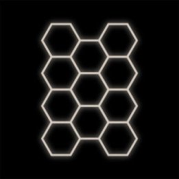 Juodas rinkinys HEXAGON lempa 11 LED 4000K