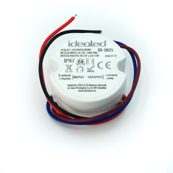 Maitinimo komplektas jungiamajai dėžutei 1.25A 15W, atsparus vandeniui, 12V DC