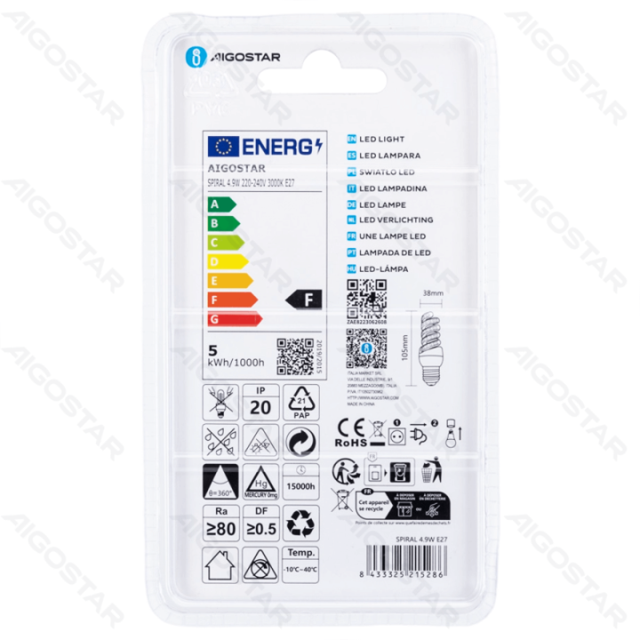LED Spiralė E27 4.9W