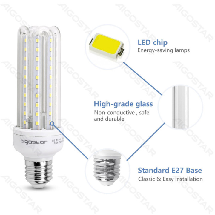 LED U formos lemputė 4U E27 15W