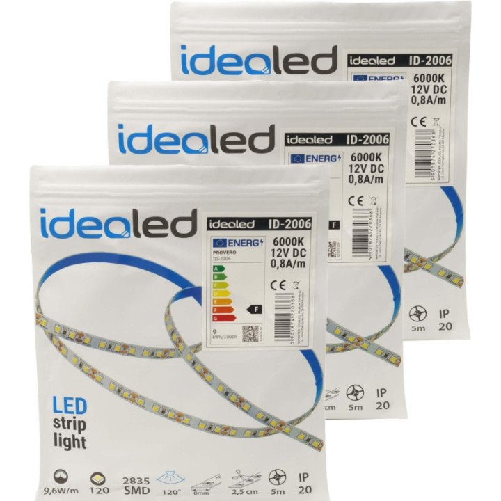 LED juosta 120 SMD 2835 IP20 - šaltai 9.6W/m