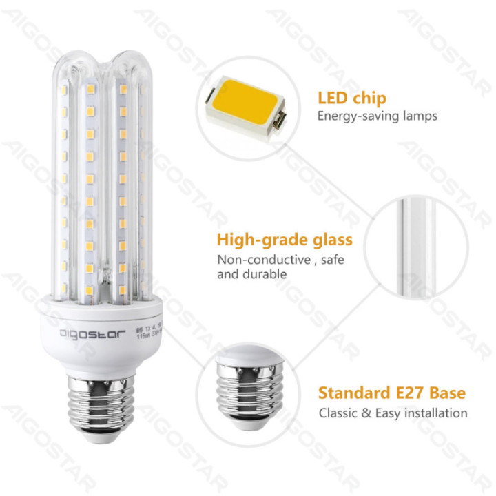 LED U formos lemputė 4U E27 15W