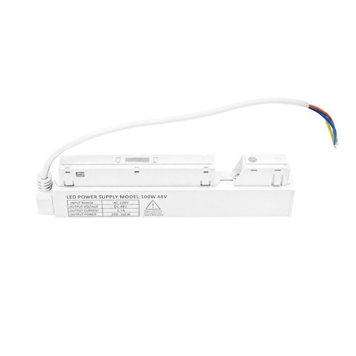 Zasilacz wewnętrzny IP67 100W 48V do szyn Magnetic Biała