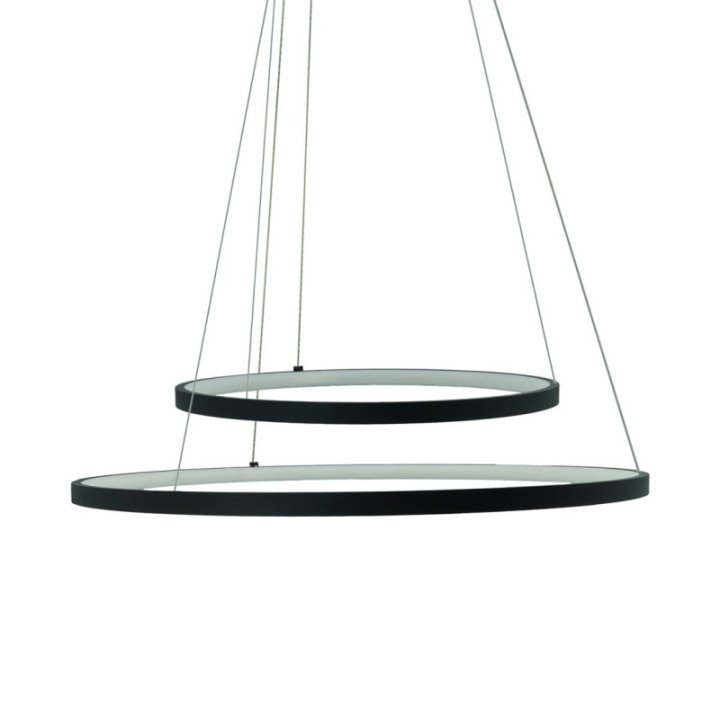 PEORIA LED pakabinamas šviestuvas 54W juodas CCT su nuotolinio valdymo pulteliu