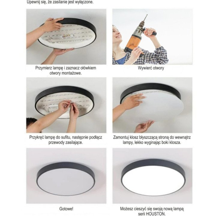 LED ceiling light HOUSTON 60W 4000K black