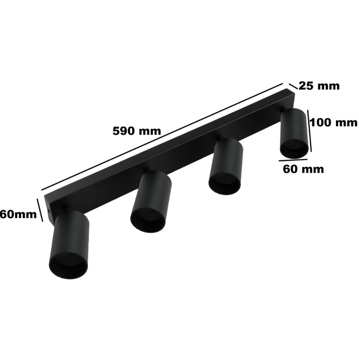 Wall lamp black QUALIS IV bar