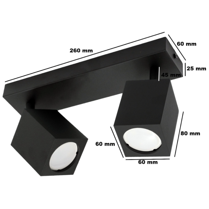 Double wall lamp black QUANTUS II