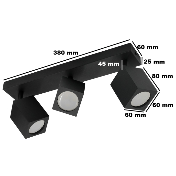 Triple wall lamp black QUANTUS III