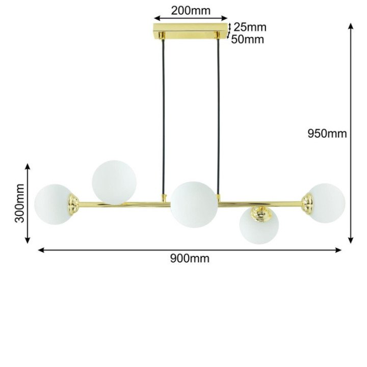 Pendant fixture 6xE27 PALLE Gold