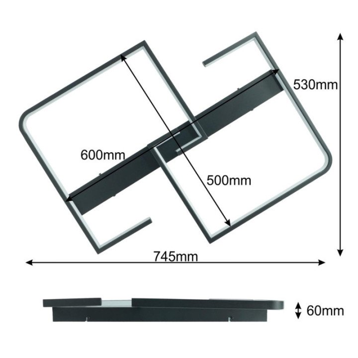 LED ceiling light Salem 48W Black 4000K
