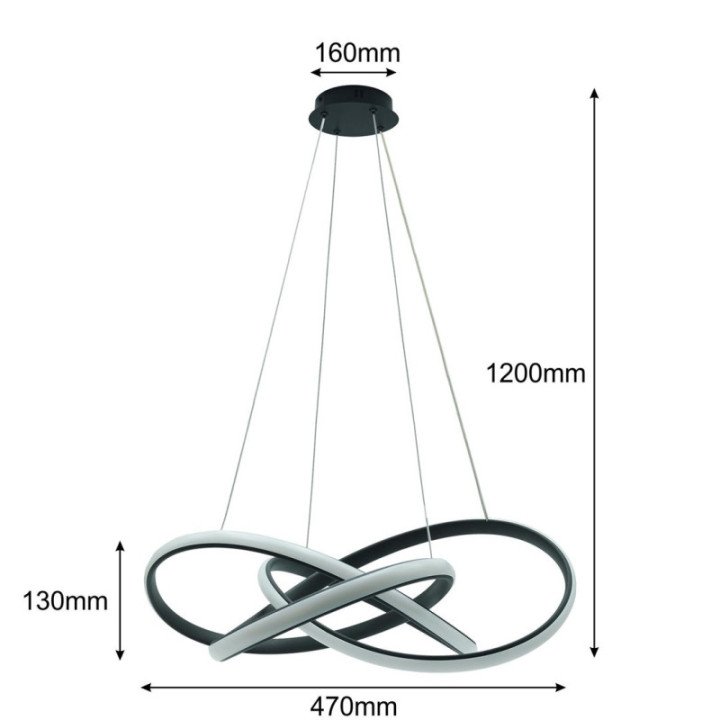 LED lubinis šviestuvas Jasper 51W juodas 4000K