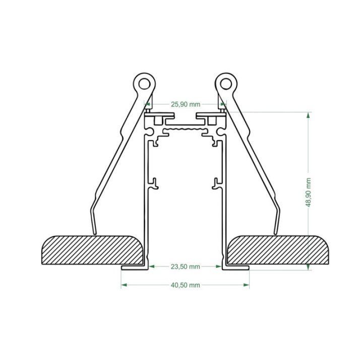 Recessed type magnetic track 2M black