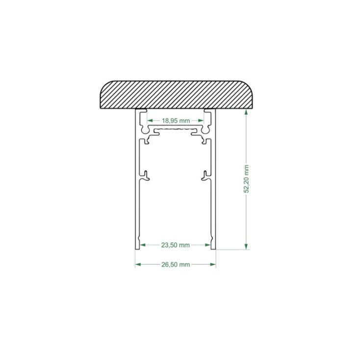 Surface-mounted type magnetic track 2M black