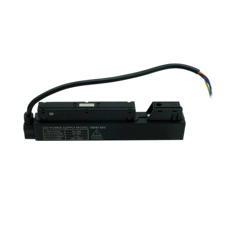 100W 48V vidinis maitinimo šaltinis magnetiniams bėgiams, juodas