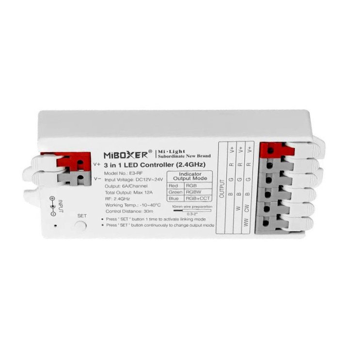 Controller E3-RF 2.4G 12A 3in1 RGB/RGBW/RGB+CCT quick installation