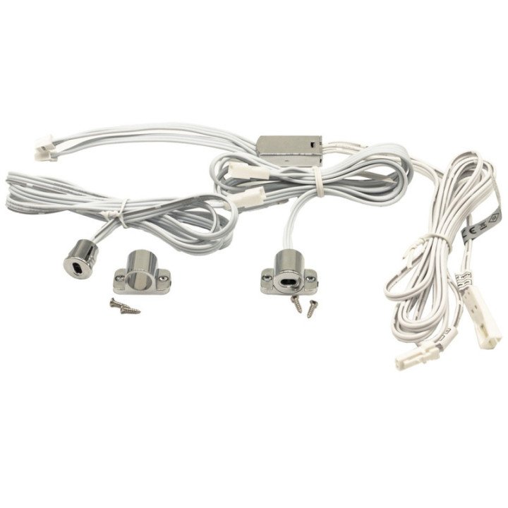 Dvigubas jutiklinis jungiklis spintelėms chromuotas 60/100W 12-24V