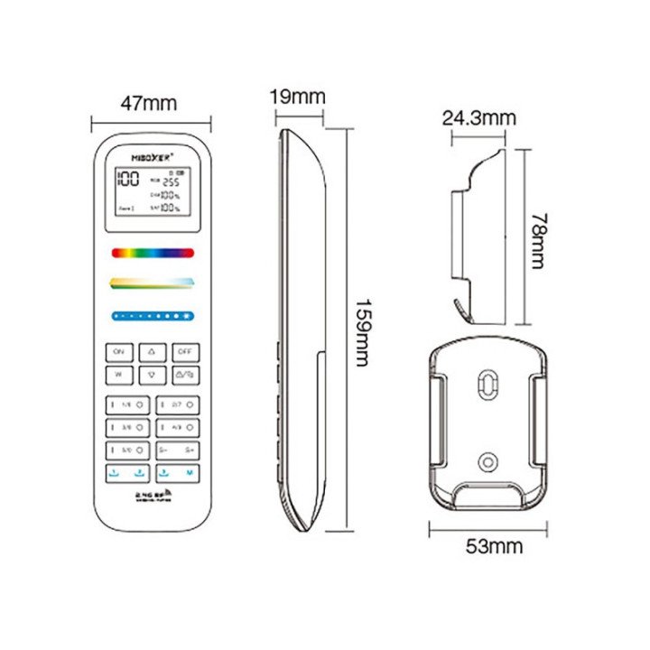 Mi-Light pilot RF 100 strefowy RGB+CCT