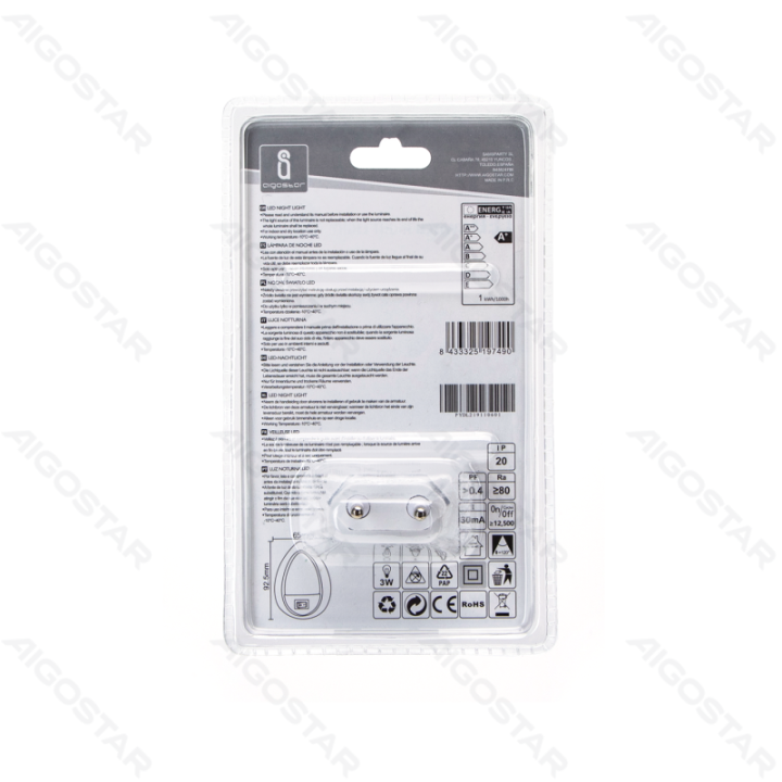 LED Naktinis šviestuvas su jungikliu