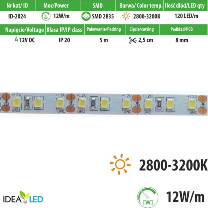 LED strip 120 SMD 2835 IP20 - warm