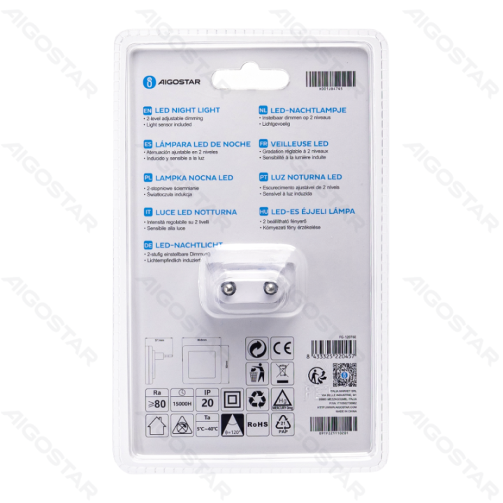 LED Night Light with Light Sensor 2-level Dimmer