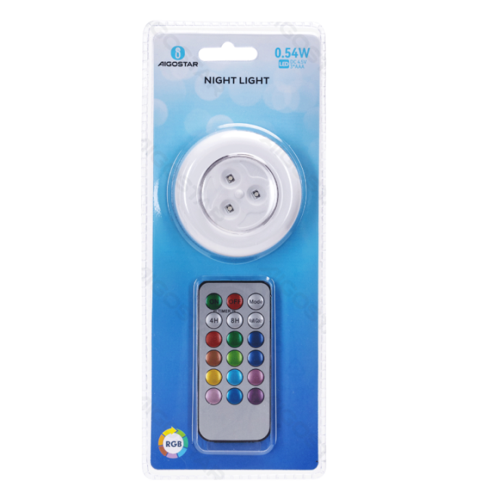 Night light 6500K RGB with remote control 3AAA