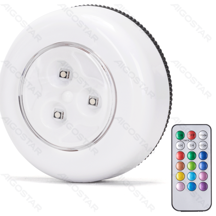 Naktinis šviestuvas 6500K RGB su nuotolinio valdymo pultu 3AAA