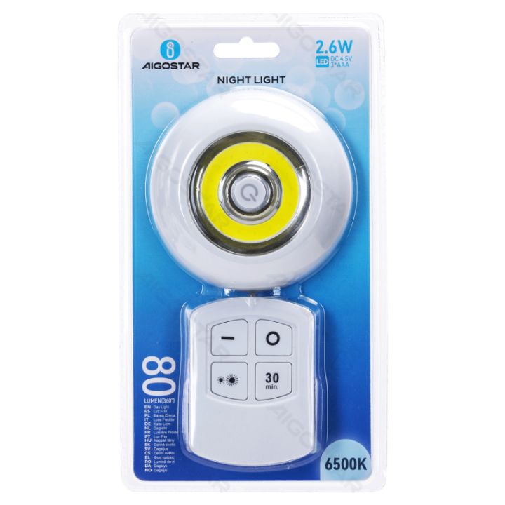 Night light 6500K with remote control 3*AAA
