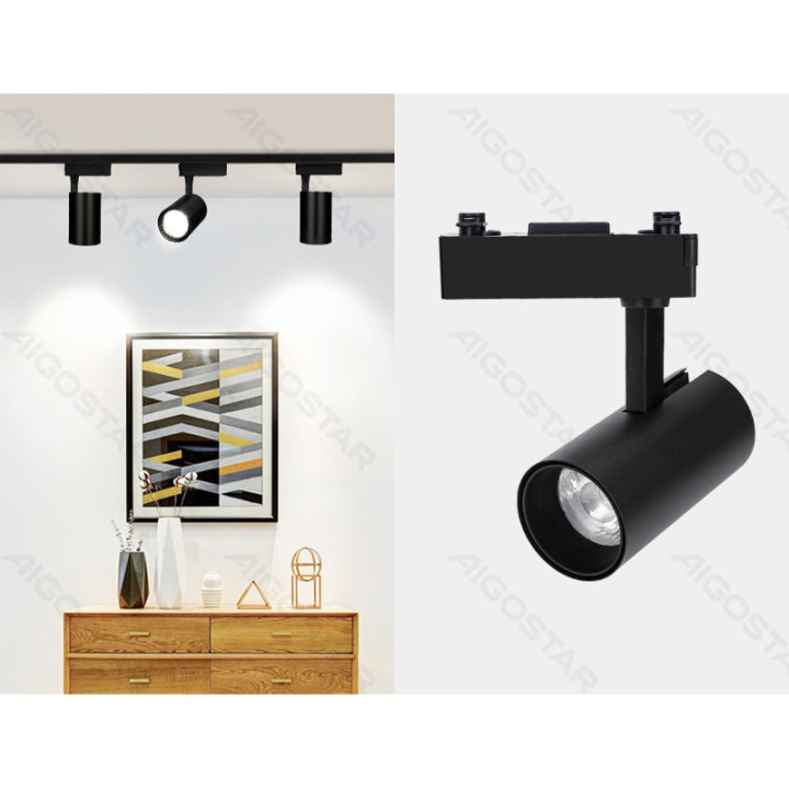 LED Trijų laidų juodas bėginis šviestuvas 10W