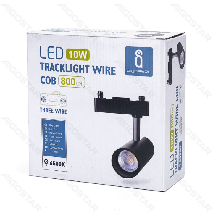 LED Trijų laidų bėginis šviestuvas juodas 10W