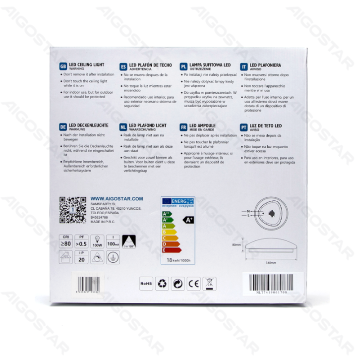 LED Dimmable Ceiling Light 18W 4000K