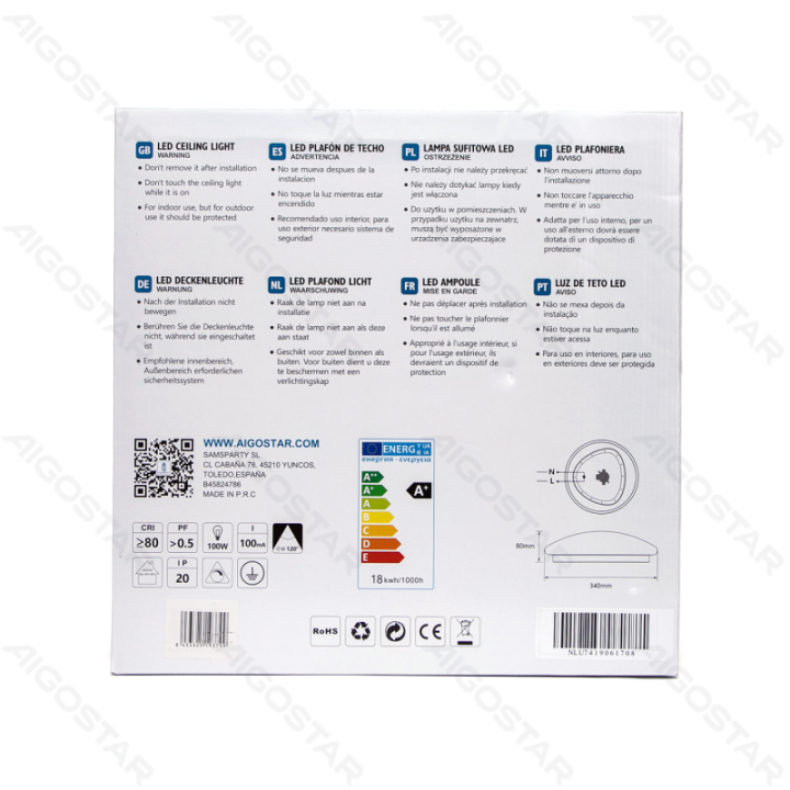 LED Reguliuojamas lubinis šviestuvas 18W 6500K