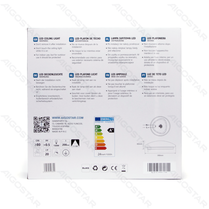 LED Dimmable Ceiling Light 24W 6500K